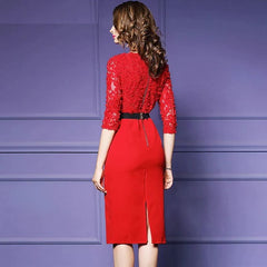 Retro Elegant Office Sweet Lace Party Dress