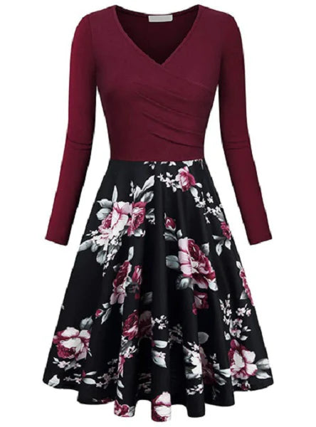 Wrap Top and Printed Skirt Dress