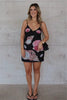 Elegant V Neck Sleeveless Backless Spaghetti Strap Floral Print Mini Dress