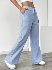 Women's Elegant Casual Striped Wide-Leg Pants