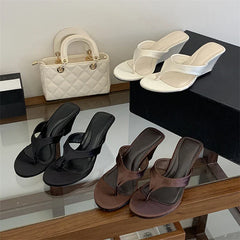 Round Clip Toe Slippers Wedges Platform Heel