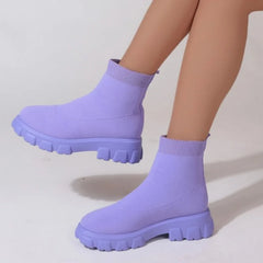 Boots Elastic Platform Boots Breathable Spring Heel