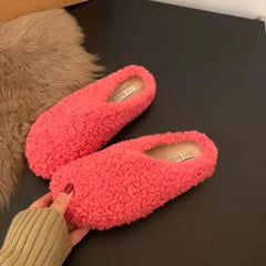 Home Fur Slippers Non-Slip Soft Warm House Indoor Bedroom Couples Shoes