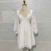 Casual Square Neck Long Sleeves Patchwork Applique Solid Mini Dress