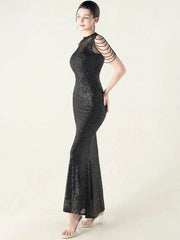 Elegant Rhinestone Sequin Sleeveless Birthday Wedding Dress
