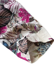 3/4 Sleeve Crew Neck Floral Print Vintage Long Maxi Dress