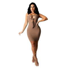 Strapless  Hollow Bandage Night Club Party Dress
