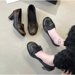 Black Vintage Thick Heel