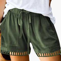 Women’s Loose Fit Drawstring Shorts with Hem Inserts