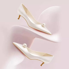 White Satin Wedding Bride Shoes