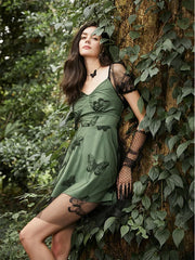 Mesh Butterfly Lace Up Open Back Short Sleeve Dress