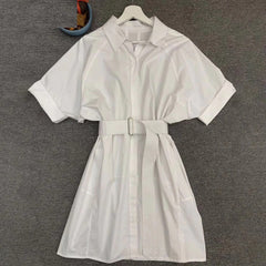 Elegant Runway Designer Solid Pockets Sashes Mini Dress