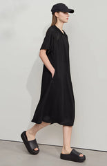 Casual Office Lady Solid Color Mesh Hood Loose Light Comfort Knit Dresses