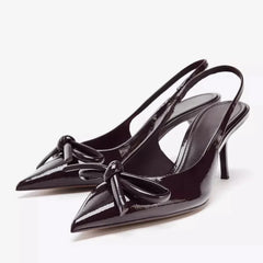 Dark Brown Patent Leather Slingback High Heel