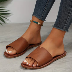 Women's Comfortable Round Toe Open Toe Flat Slide Slippers