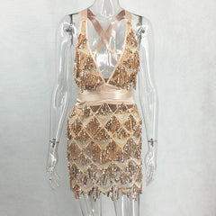 Halter Sheath Mini Dress Backless Elegant Dress Party Night