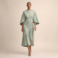 Women's Floral Midi with Sculpted Waist