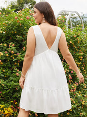 Embroidered Patchwork Backless Sleeveless Midi Dress