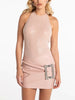 Casual Round Neck Sleeveless Patchwork Diamond Buckle Solid Spliced Mini Dresses