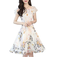Floral Plus Size Print Chiffon Dress