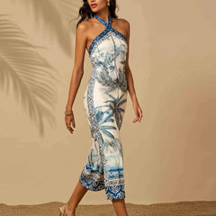 Luxury Chic Elegant High Quality Halter Backless Mid Length Prom Dress