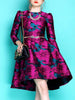 Elegant O-Neck Embroidery Long Sleeve Asymmetrical Boho Floral Jacquard Mini Dress