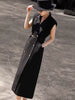 Suit Collar Design Temperament Pleated Sleeveless Blazer Dress