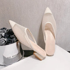 Pointed Toe Slippers Designer Mesh Beach Flat Shoes