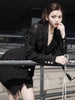 Elegant Lace Patchwork Double-Breasted Notched Office Mini Blazers Dress