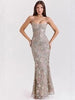 Elegant Beaded Sequin Backless Sleeveless Evening Gown