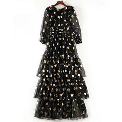 Dot Printed Party Long Maxi Dress
