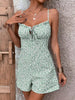 Casual Lace Up Suspender Top Pleated Chest Romper Playsuits