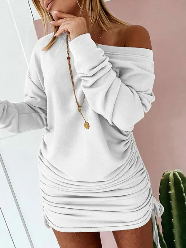 Bodycon Dresses Scoop Neck Drawstring Sheath Dress