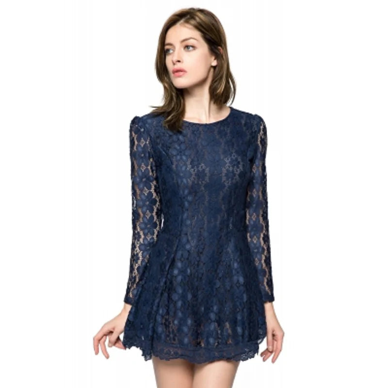 Lace Long Sleeve Short Cocktail Dress