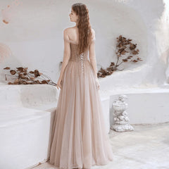 Elegant Long Sleeves Blush Beads Evening Party Long Dress