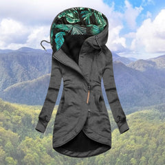Women's casual hooded sweatshirt solid color zipper front cardigan
