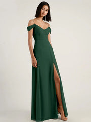 Evening Dress A-Line Short Sleeves Split Social Pageant Dresses
