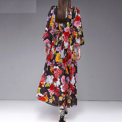 Elegant Flower Print Boho Long Maxi Dresses