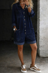 Women's Casual Short Denim Jumpsuit