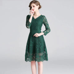 Elegant Lace Vintage Designer Vestidos Office Party Short Robe
