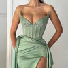 Elegant Bella Customized Glitter Side Slit robes de soirée Strapless Sleeveless Trailing Party Maxi Dresses