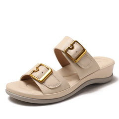 Comfort Soft Thick Bottom Sandals Open Toe Buckle Wedges Slide Sandals Casual Concise Beach Shoes