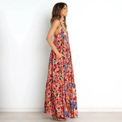 Print Sleeveless Backless Maxi Dress