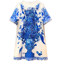 Runway luxury Beaded Vintage Loose Mini Dress