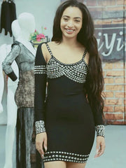 Hollow Out Long Sleeve Club Party Dress
