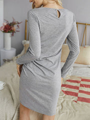 Casual Jewel Neck Long Sleeve Street Wear Short Dress