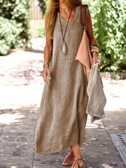 Women's Soft V-Neck Sleeveless Dress