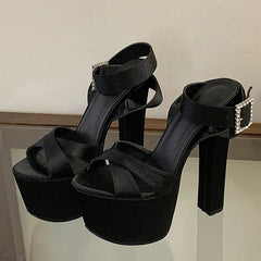 Solid Platform Square High Heel