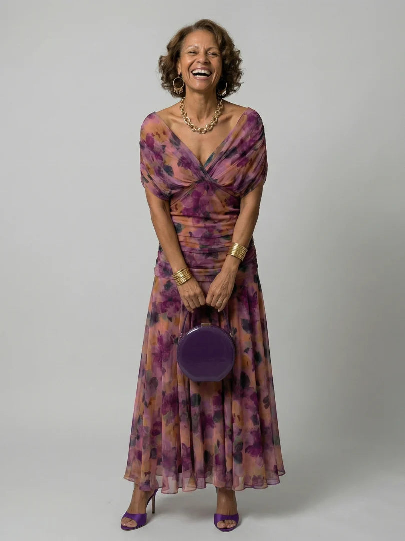 Women's Off Shoulder Flow Midi Dress