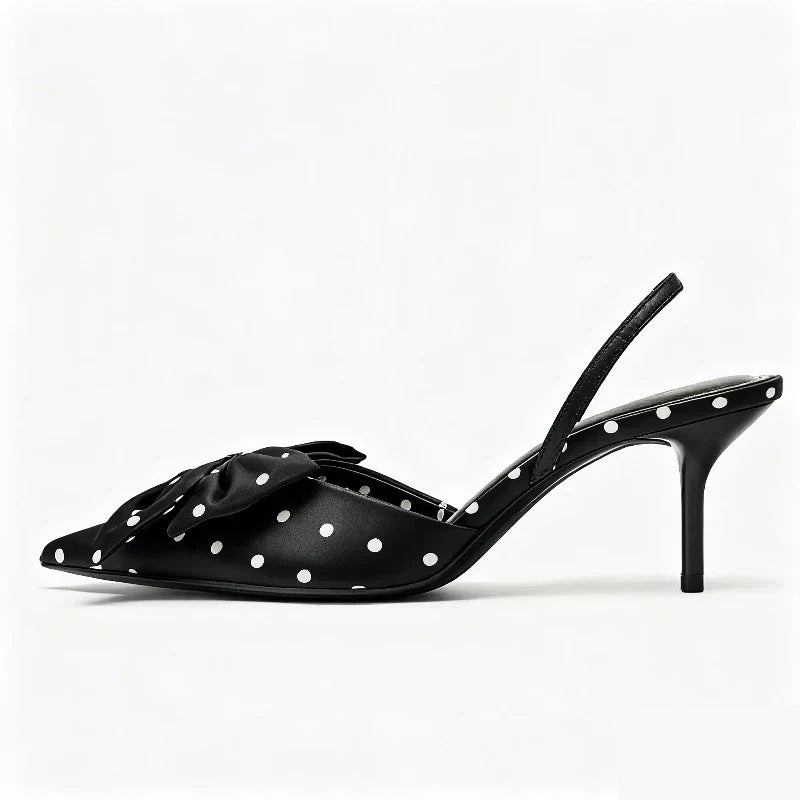 Elegant Polka Dot Designer Pumps Pointed Toe High Heel